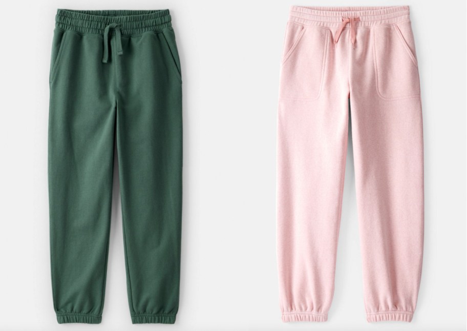 green and pink baby joggers