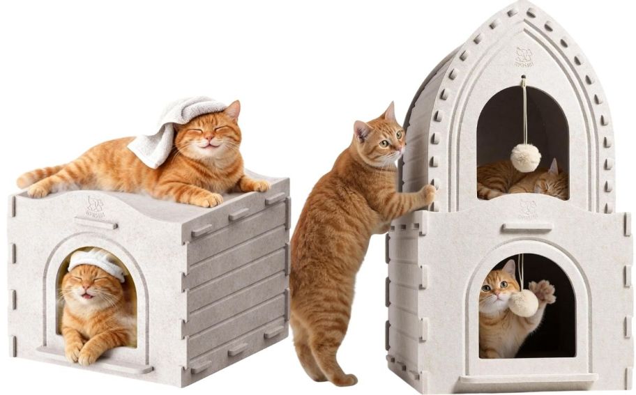 two styles of cat houses