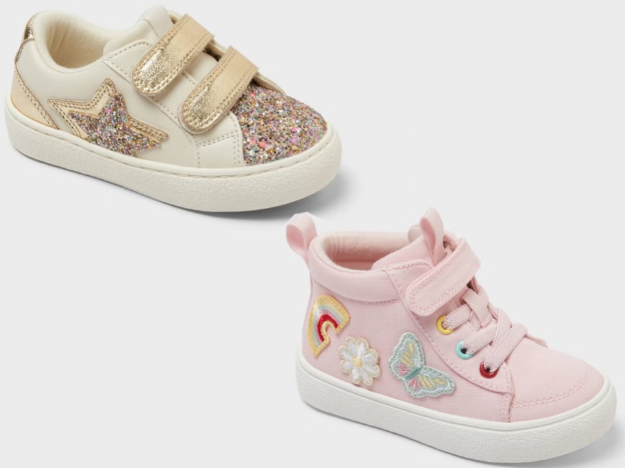 gold star and pink high top kids shoes