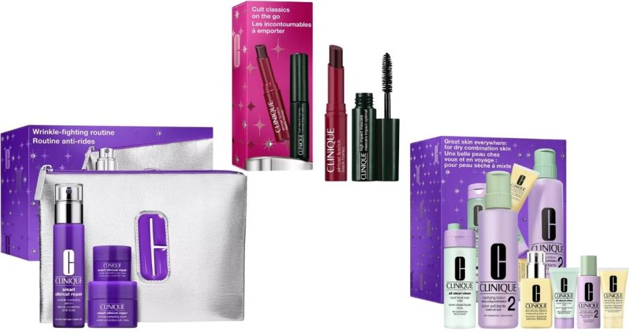 three clinique gift sets