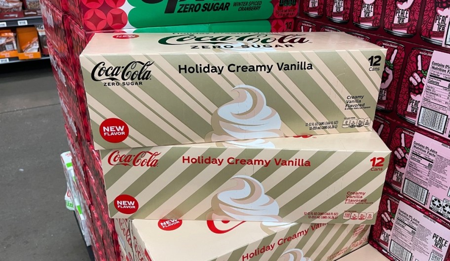 twelve packs of new creamy vanilla coke and creamy vanilla coke zero