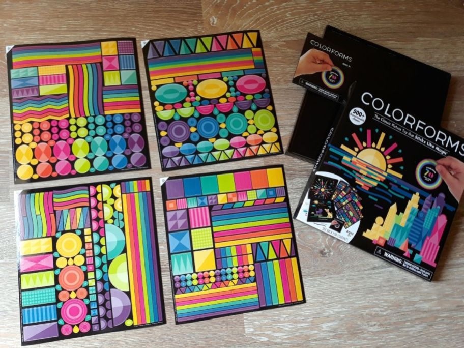 colorforms stickers on table next to box