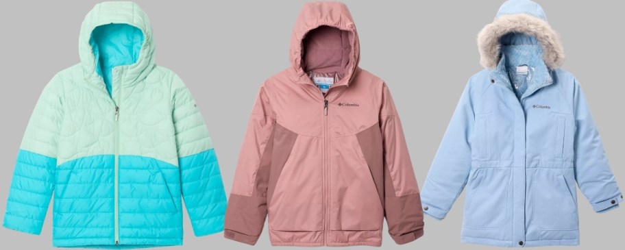 three columbia girls jackets