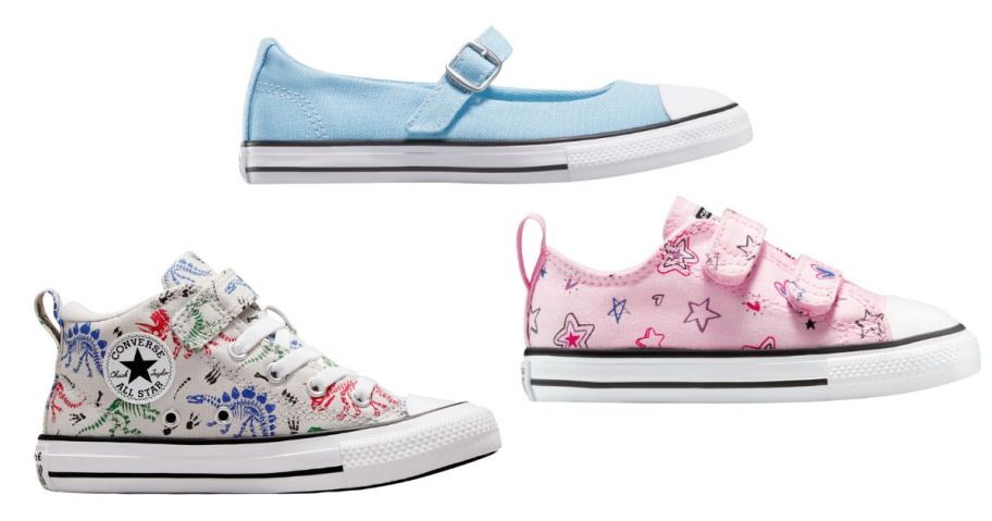 three converse shoes