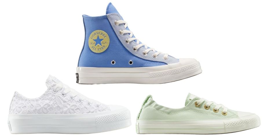 three converse shoes