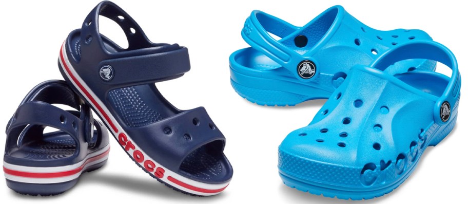 blue sandals and clogs 