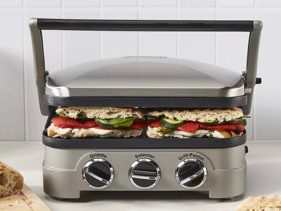 silver and black griddler on the counter