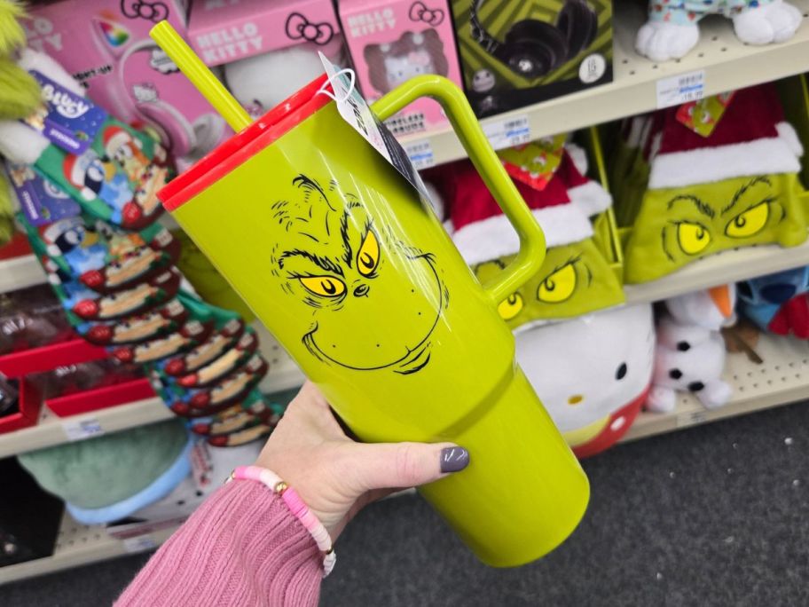 zak! Dr. Seuss The Grinch Stainless Steel Sutton 2-in-1 Tumbler in hand in store