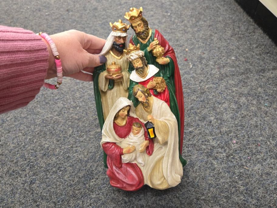 Merry Brite Three Kings & The Holy Family Figurine in hand in store