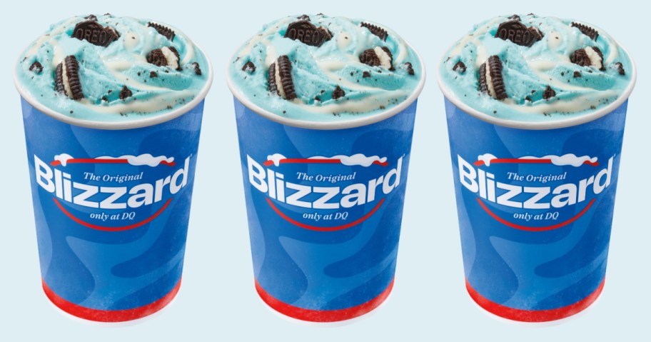 three side by side stock images of a dairy queen blizzard