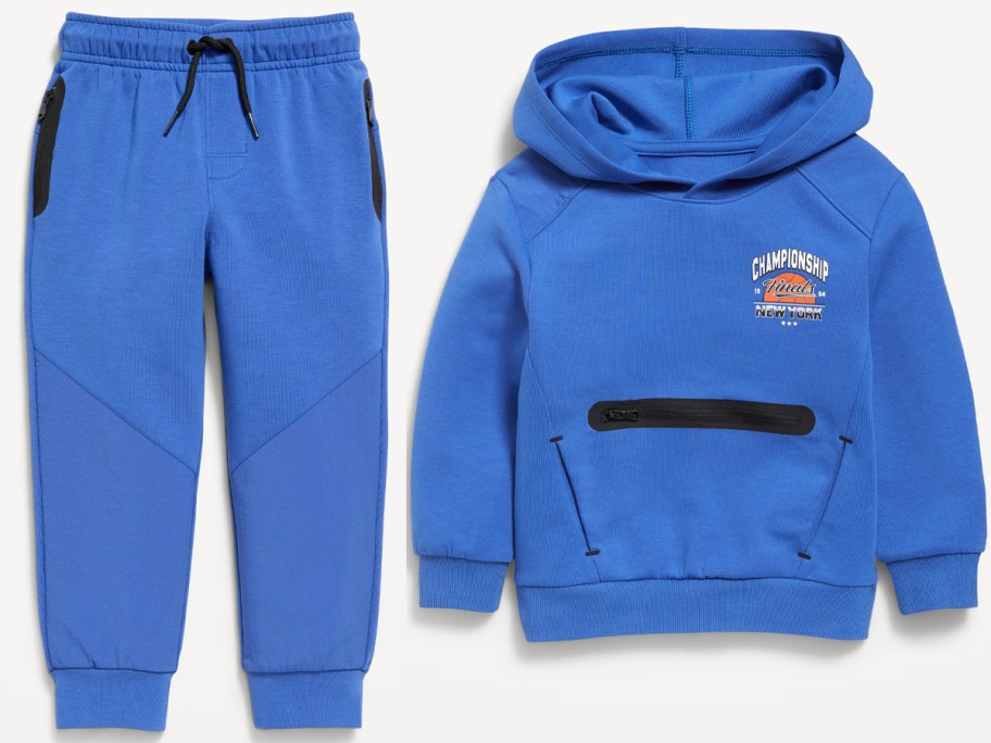 blue toddler fleece pants and sweatshirts