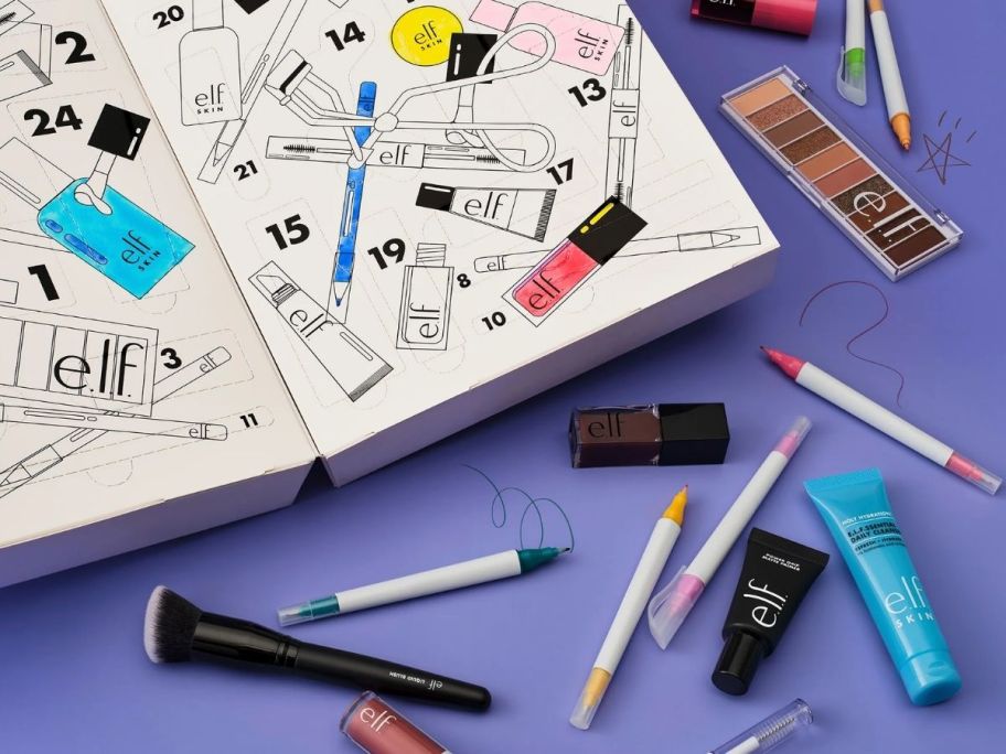 e.l.f advent calendar with products outside of the box