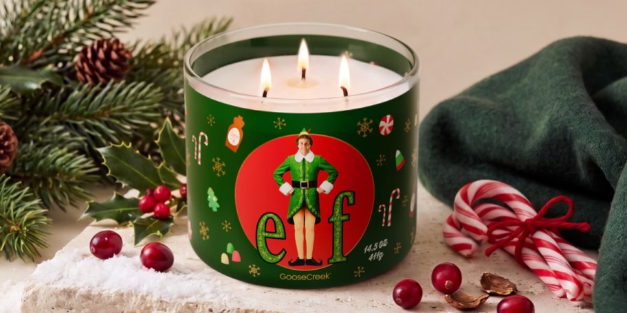 elf candle on shelf