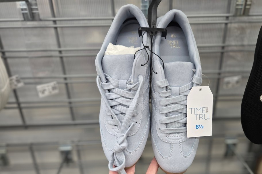 pair of light blue womens sneakers