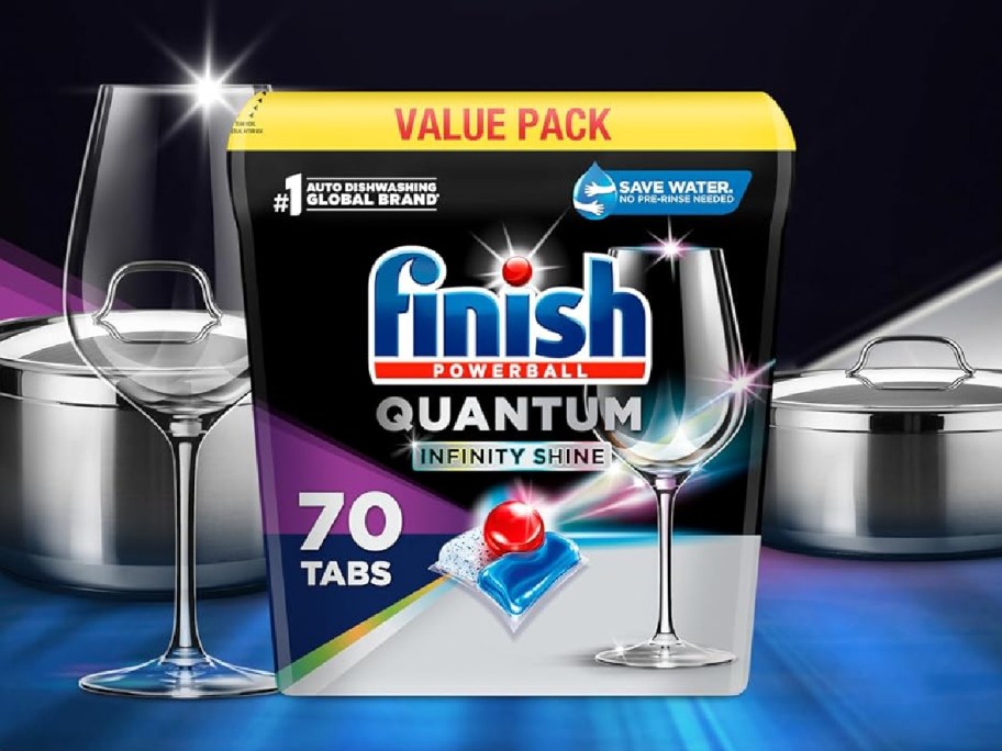 A box of Finish dishwasher tabs.