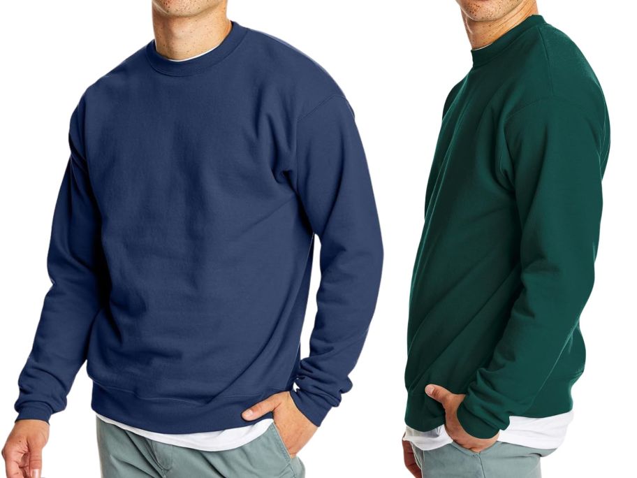 two men wearing hanes sweatshirts
