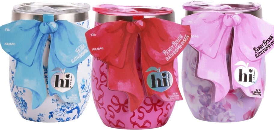 3 floral print wine tumblers