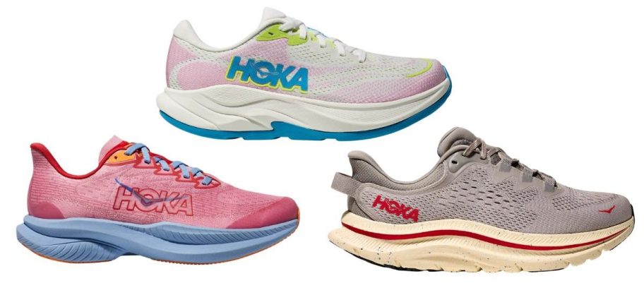 three hoka shoes