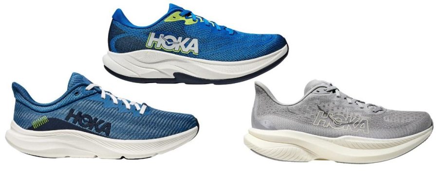 three hoka shoes