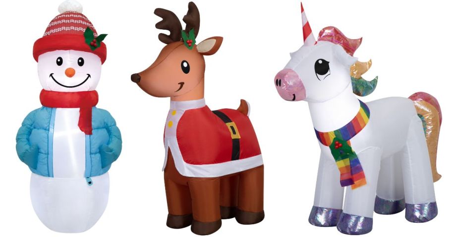 three holiday time christmas inflatables