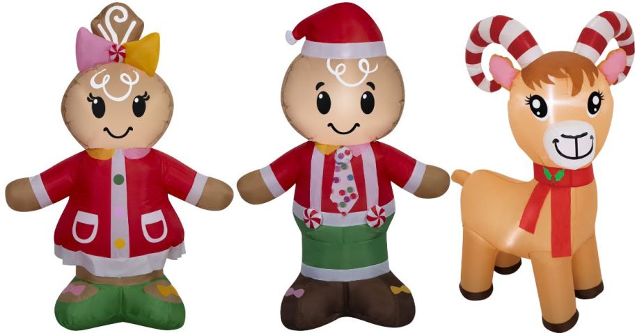 three holiday time christmas inflatables