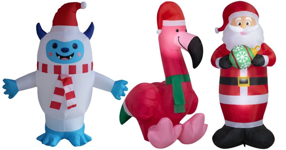 three holiday time christmas inflatables