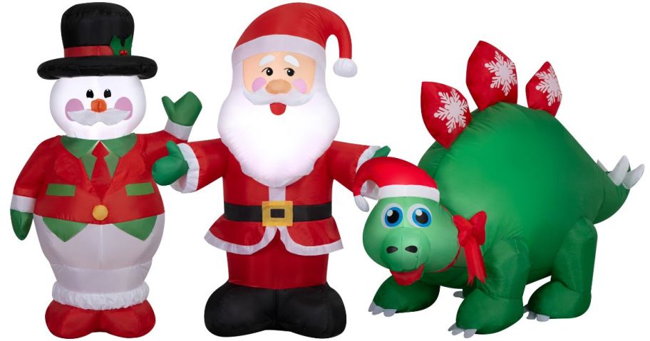 three holiday time christmas inflatables