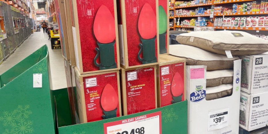 Jumbo 3′ LED Holiday Lights Only $24.98 on HomeDepot.com (5 Color Choices)