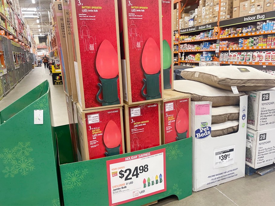 Jumbo 3′ LED Holiday Lights Only $24.98 on HomeDepot.com (5 Color Choices)