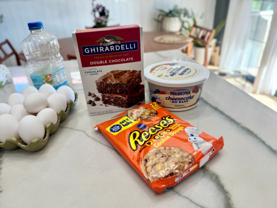 ingredients for cookie brownie cheesecake treat (1)