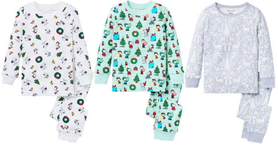 three janie and jack holiday pajama sets