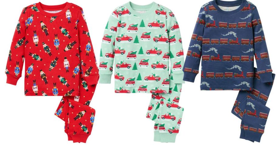 three janie and jack holiday pajama sets
