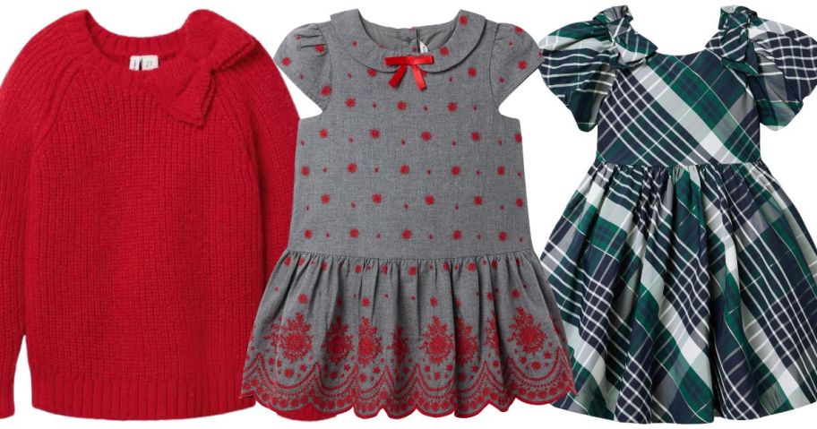 a janie and jack girls sweater and two dresses