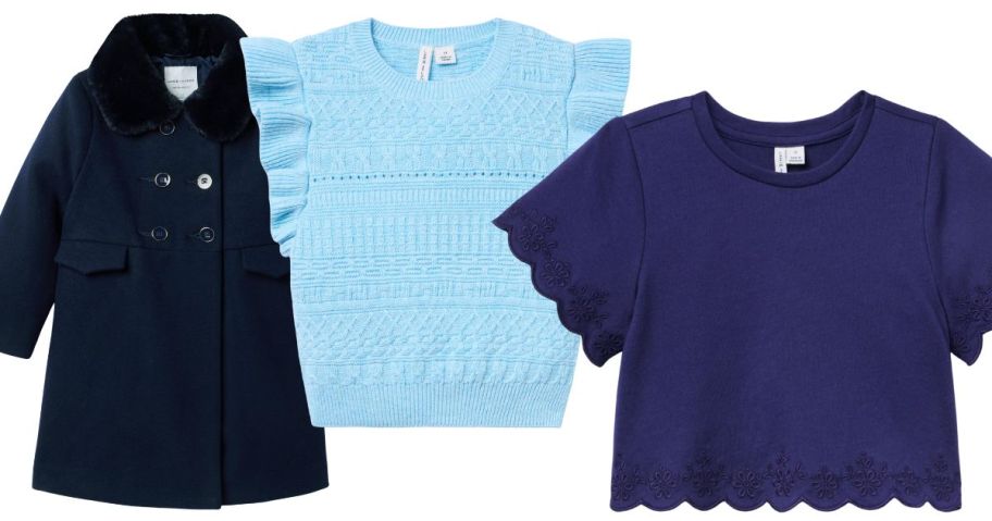 a janie and jack girls coat and two tops