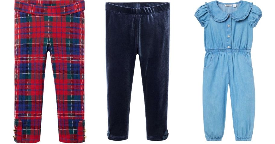 two pairs of girls janie and jack pants and a jumpsuit