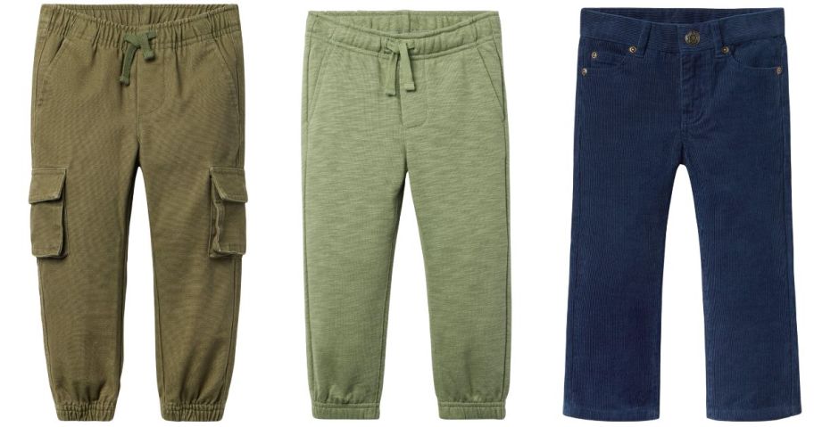 three pairs of janie and jack boys pants