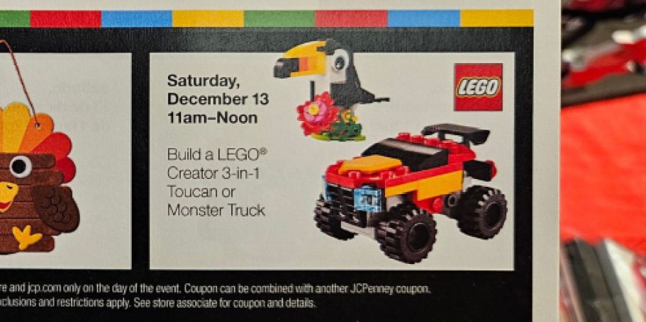 Don’t Miss This *HOT* JCPenney Kids Event: Make a FREE LEGO Set on 12/13