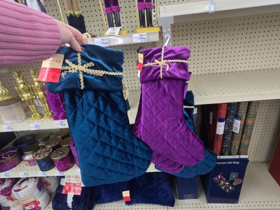 Joyward 12" Embossed Velvet Stockings in store