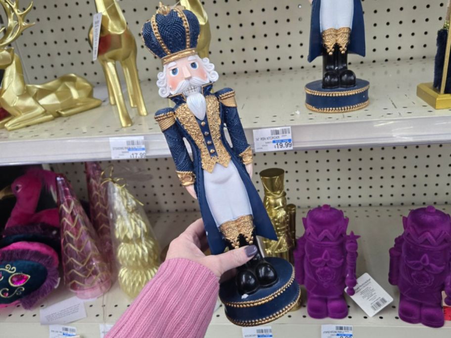Joyward 13.9" Navy & Gold Nutcracker in hand in store