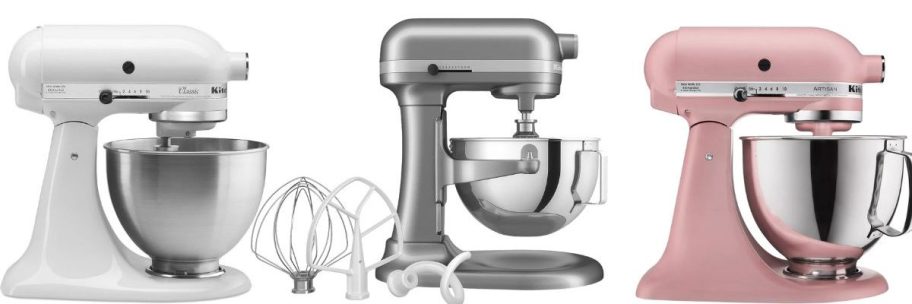 three different kitchenaid mixer