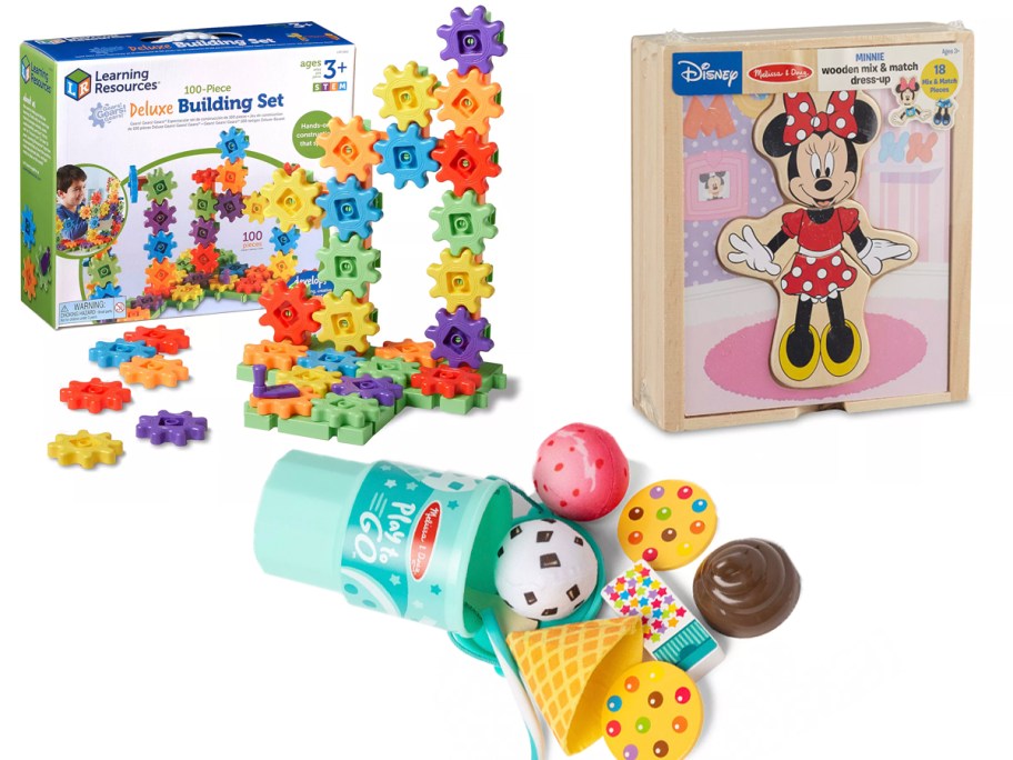 disney puzzle, ice cream and building toys 