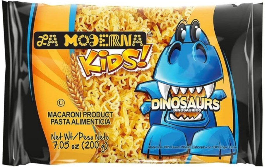 a bag of dinosaur pasta