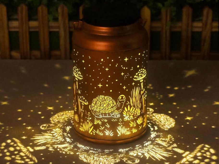 turtle solar lantern on table