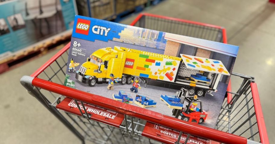 LEGO City Yellow Delivery Truck Toy in cart in store