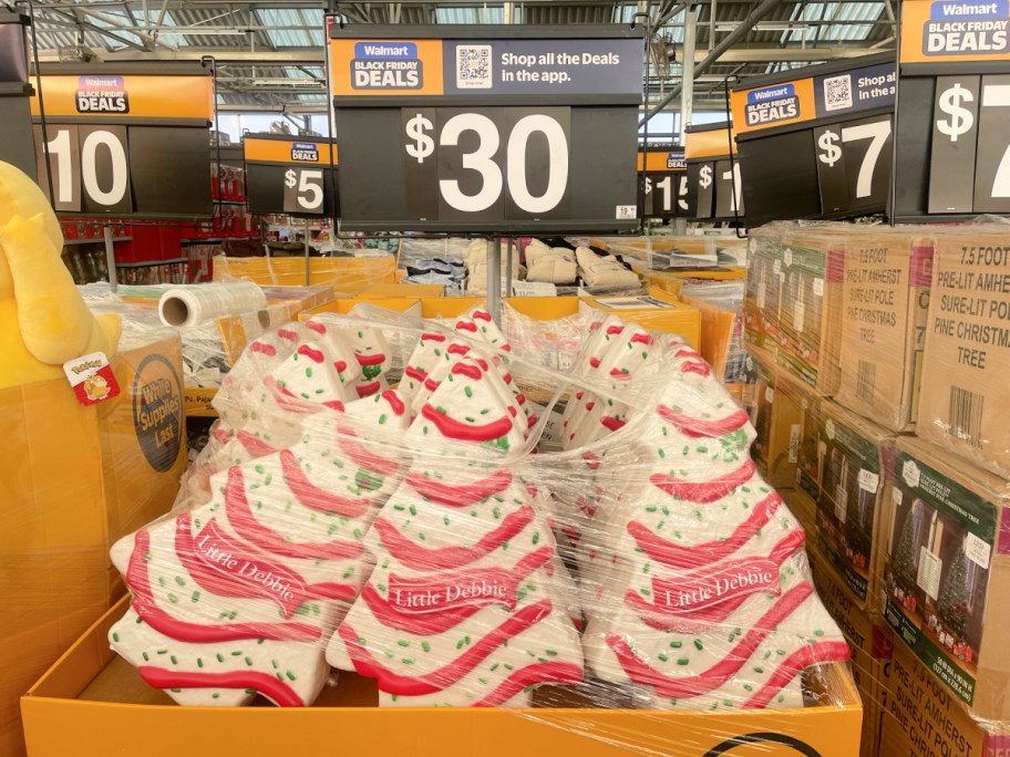 litte debbie blow molds on display under a sale sign