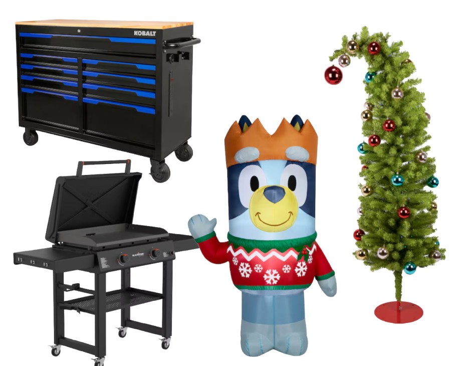bluey inflatable grinch tree and tool benches