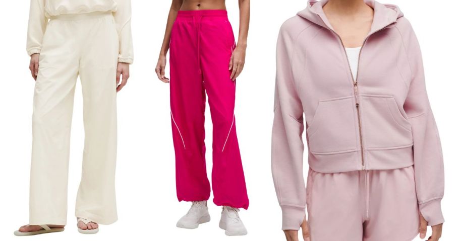 three women wearing lululemon clothing