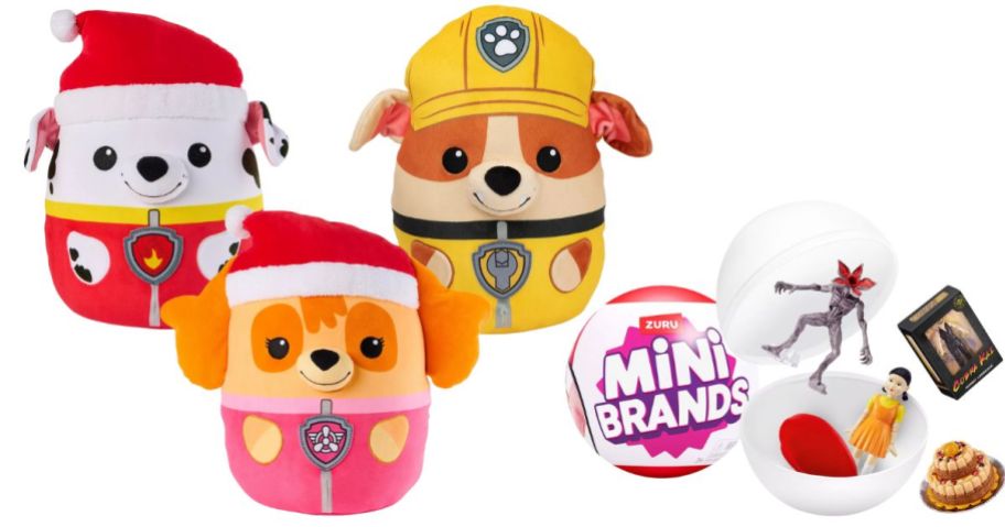 paw patrol plush and a mini brands set