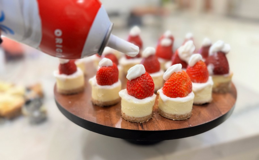 making santa hats with strawberry