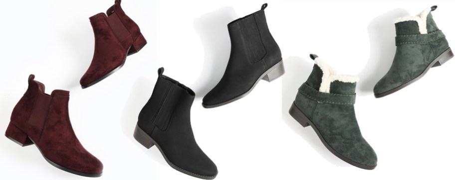 3 pairs of womens booties